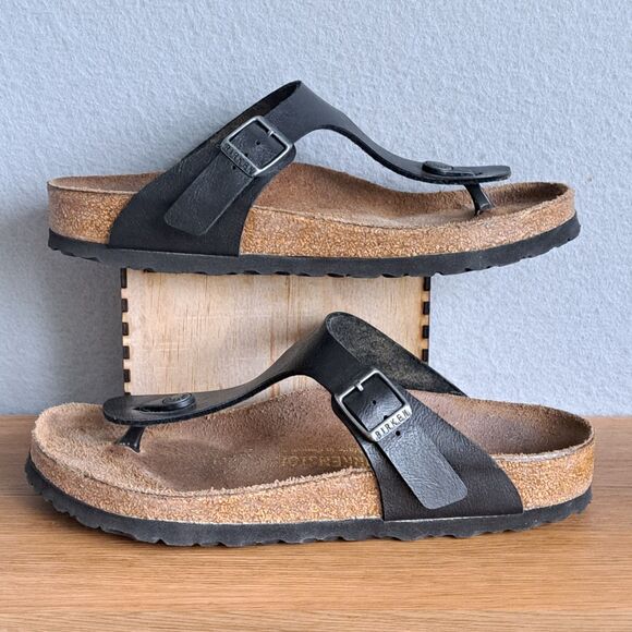Birkenstock Women’s 38 US 7 Gizeh Thong Sandals Black Flat Summer Casual Boho - Picture 5 of 11